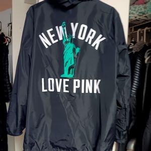Black rain jacket from Victoria's Secret Pink.